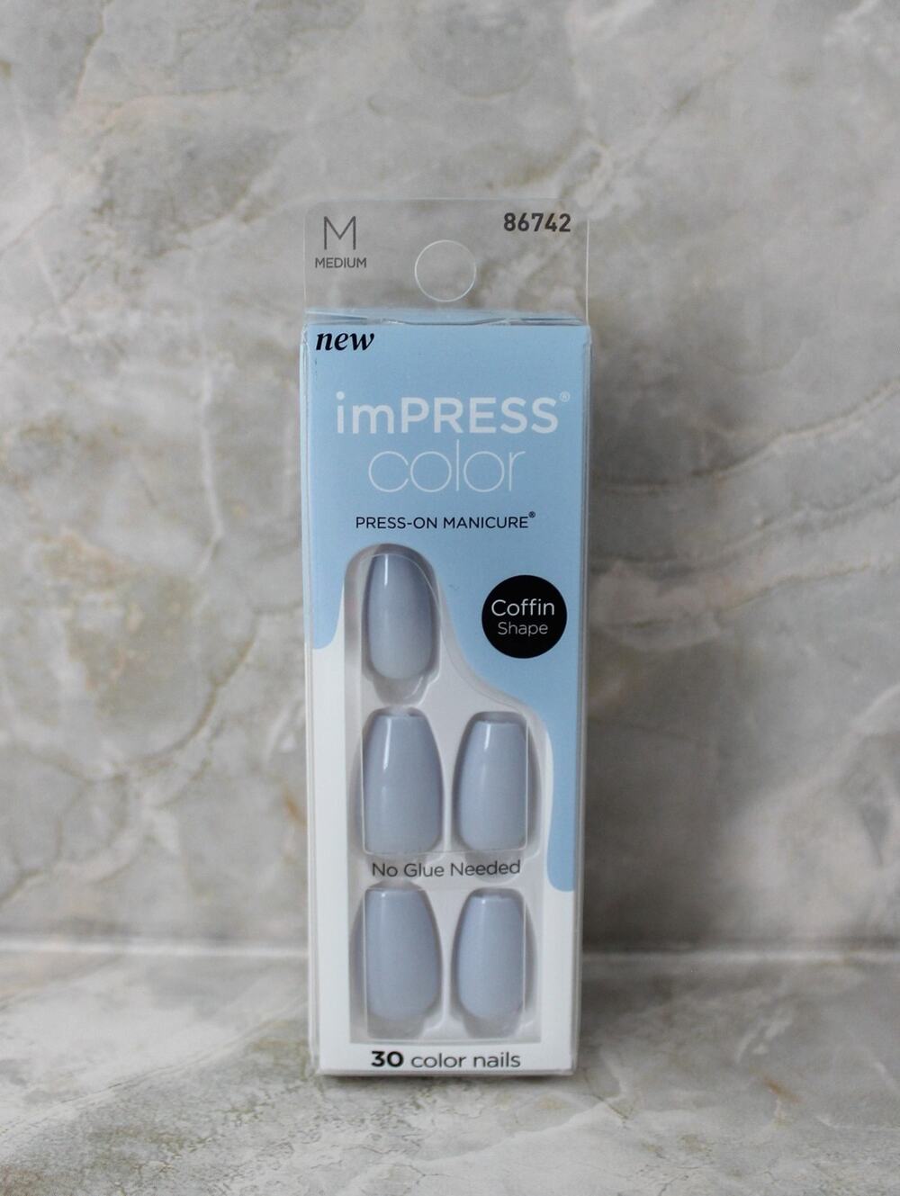 Impress Color Press On Nails 509 Cloudless Coffin Shape NEW